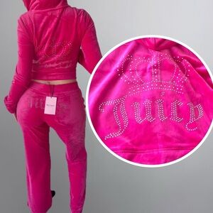 Juicy Couture NWT! Hot Pink Velour 2-Pc. Tracksuit Set (SIZE S/M)